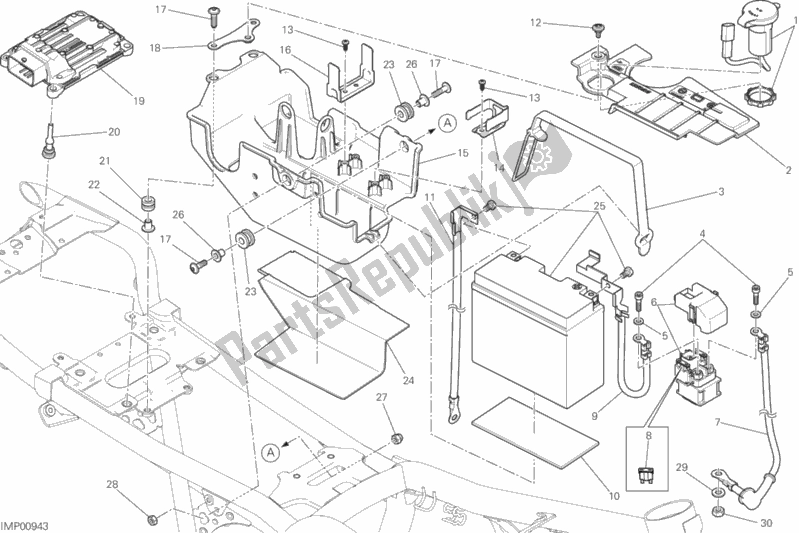 All parts for the Battery Holder of the Ducati Scrambler Urban Enduro Thailand USA 803 2017